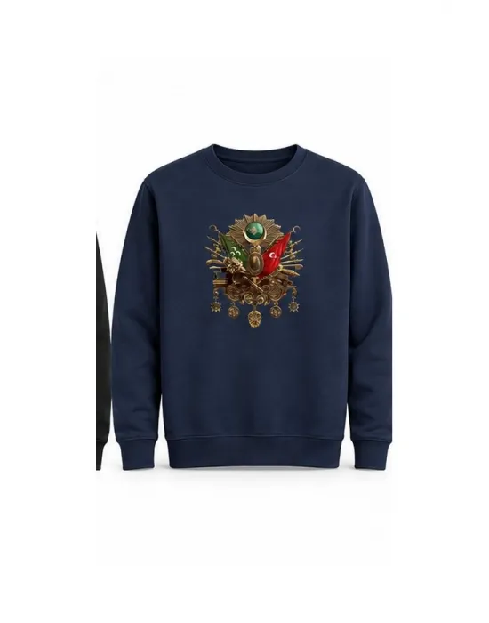 Mezatçı Dayı Osmanlı Tuğrası Baskılı Uzun Kollu Sweatshirt