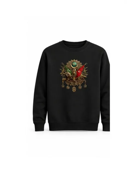 Mezatçı Dayı Osmanlı Tuğrası Baskılı Uzun Kollu Sweatshirt