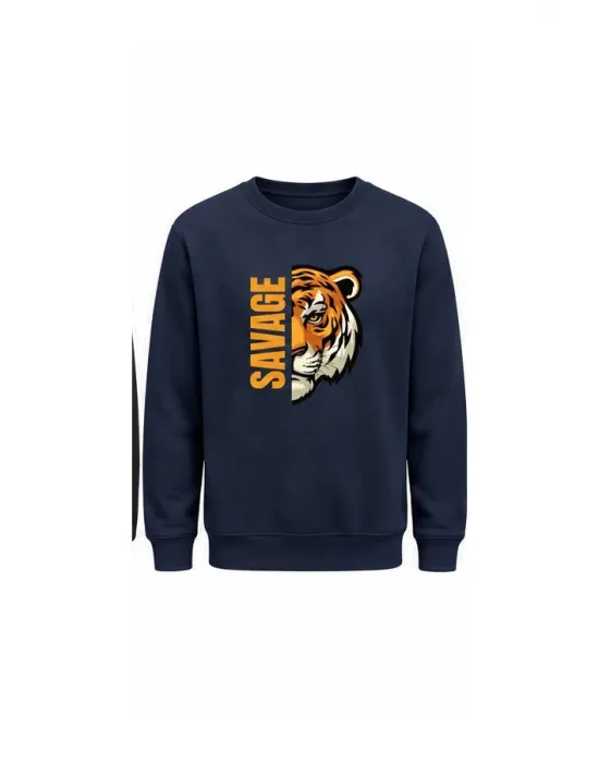 Mezatçı Dayı Savage Kaplan Baskılı Uzun Kollu Sweatshirt