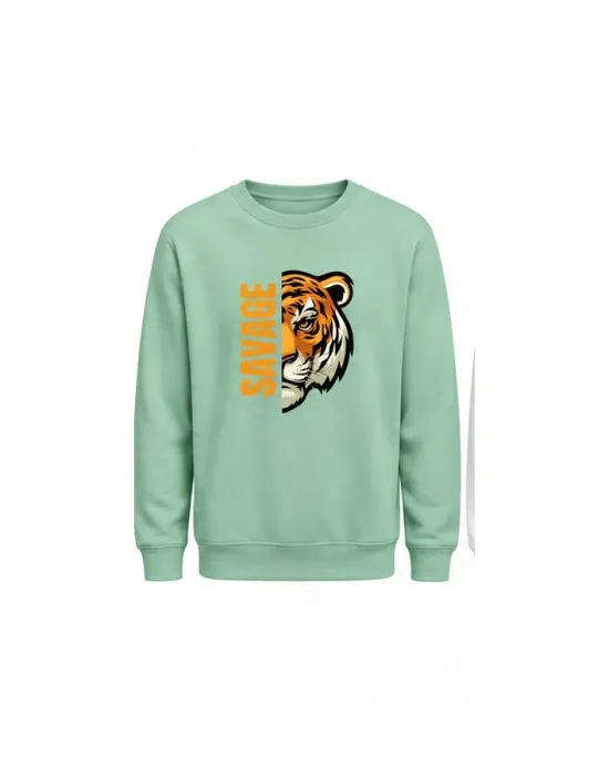 Mezatçı Dayı Savage Kaplan Baskılı Uzun Kollu Sweatshirt