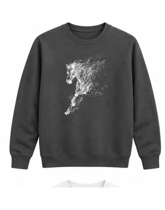 Mezatçı Dayı Koşan Bozkurt Baskılı Füme Uzun Kollu Sweatshirt