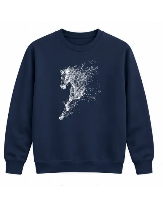Mezatçı Dayı Koşan Bozkurt Baskılı Lacivert Uzun Kollu Sweatshirt