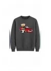 Mezatçı Dayı Arabalı Ayı Baskılı Uzun Kollu Sweatshirt