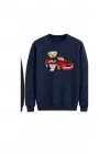Mezatçı Dayı Arabalı Ayı Baskılı Uzun Kollu Sweatshirt