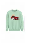 Mezatçı Dayı Arabalı Ayı Baskılı Uzun Kollu Sweatshirt