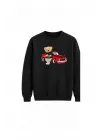 Mezatçı Dayı Arabalı Ayı Baskılı Uzun Kollu Sweatshirt