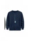 Mezatçı Dayı Astronot Baskılı Uzun Kollu Sweatshirt