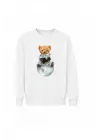 Mezatçı Dayı Şapkalı Ayı Baskılı Uzun Kollu Sweatshirt