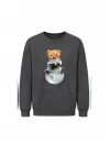 Mezatçı Dayı Şapkalı Ayı Baskılı Uzun Kollu Sweatshirt
