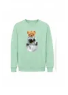 Mezatçı Dayı Şapkalı Ayı Baskılı Uzun Kollu Sweatshirt