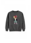 Mezatçı Dayı Astronot Ayı Baskılı Uzun Kollu Sweatshirt