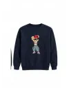 Mezatçı Dayı Astronot Ayı Baskılı Uzun Kollu Sweatshirt