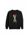 Mezatçı Dayı Astronot Ayı Baskılı Uzun Kollu Sweatshirt