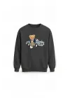 Mezatçı Dayı Ayı ve Araba Baskılı Uzun Kollu Sweatshirt