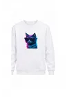 Mezatçı Dayı Gözlüklü Kedi Baskılı Uzun Kollu Sweatshirt