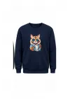 Mezatçı Dayı Kedi Baskılı Uzun Kollu Sweatshirt