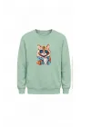 Mezatçı Dayı Kedi Baskılı Uzun Kollu Sweatshirt