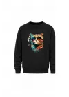Mezatçı Dayı Purolu Kedi Baskılı Uzun Kollu Sweatshirt