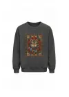 Mezatçı Dayı Halı Desenli Kurt Baskılı Uzun Kollu Sweatshirt
