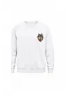 Mezatçı Dayı Kırmızı Kurt Küçük Baskı Baskılı Uzun Kollu Sweatshirt