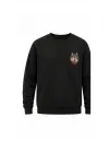 Mezatçı Dayı Kırmızı Kurt Küçük Baskı Baskılı Uzun Kollu Sweatshirt