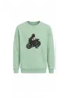 Mezatçı Dayı Motorcu Baskılı Uzun Kollu Sweatshirt