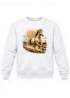 Mezatçı Dayı Altın At Baskılı Beyaz Erkek Sweatshirt