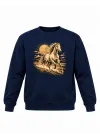 Mezatçı Dayı Altın At Baskılı Lacivert Erkek Sweatshirt