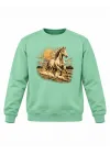 Mezatçı Dayı Altın At Baskılı Mint Erkek Sweatshirt