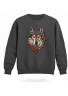 Mezatçı Dayı Renkli Kurt Portre Baskılı Füme Uzun Kollu Sweatshirt