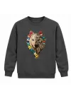 Mezatçı Dayı Türk Motifli Kurt Baskılı Füme Uzun Kollu Sweatshirt