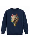 Mezatçı Dayı Türk Motifli Kurt Baskılı Lacivert Uzun Kollu Sweatshirt