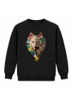 Mezatçı Dayı Türk Motifli Kurt Baskılı Siyah Uzun Kollu Sweatshirt
