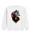 Mezatçı Dayı Atatürk Silüeti Baskılı Beyaz Uzun Kollu Sweatshirt