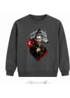Mezatçı Dayı Atatürk Silüeti Baskılı Füme Uzun Kollu Sweatshirt