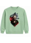 Mezatçı Dayı Atatürk Silüeti Baskılı Mint Uzun Kollu Sweatshirt