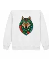 Mezatçı Dayı Renkli Bozkurt Arması Baskılı Beyaz Uzun Kollu Sweatshirt