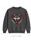 Mezatçı Dayı Hilal Yıldız Bozkurt Baskılı Füme Uzun Kollu Sweatshirt