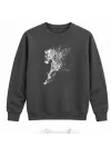 Mezatçı Dayı Koşan Bozkurt Baskılı Füme Uzun Kollu Sweatshirt