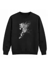 Mezatçı Dayı Koşan Bozkurt Baskılı Siyah Uzun Kollu Sweatshirt