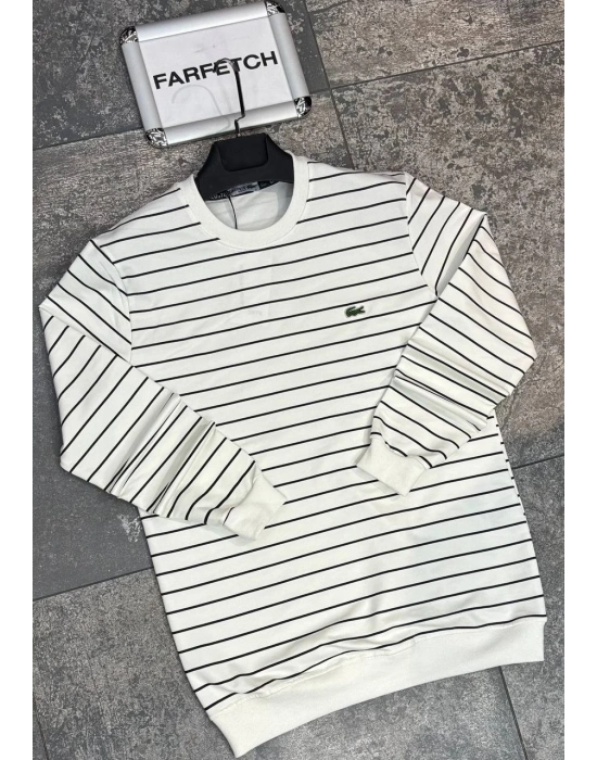 BEYAZ LACOSTE 2 İPLİK SWEAT