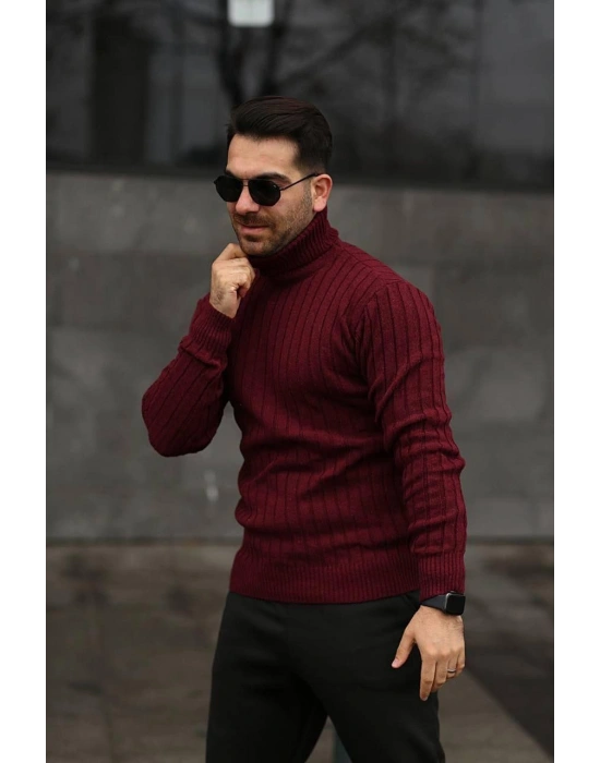 BORDO RENK BOĞAZLI TRİKO