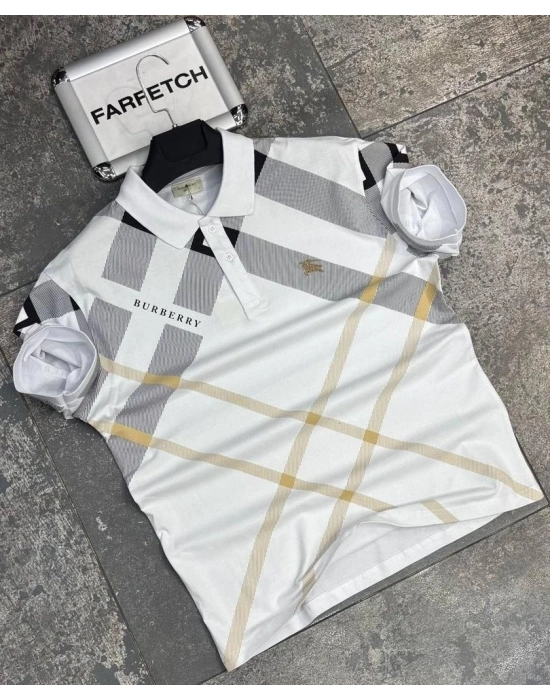 POLO YAKA BURBERRY BEYAZ
