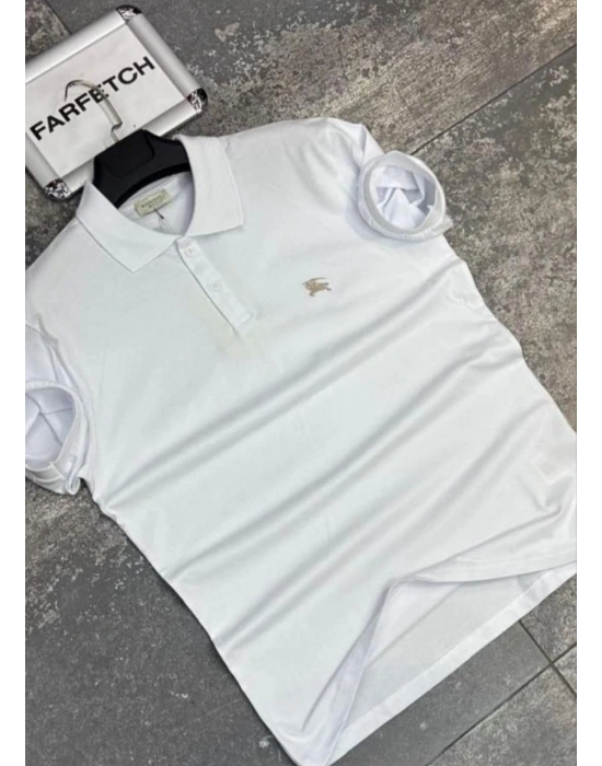 POLO YAKA BURBERRY BEYAZ