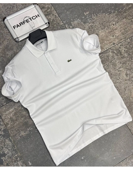 POLO YAKA LACOSTE BEYAZ
