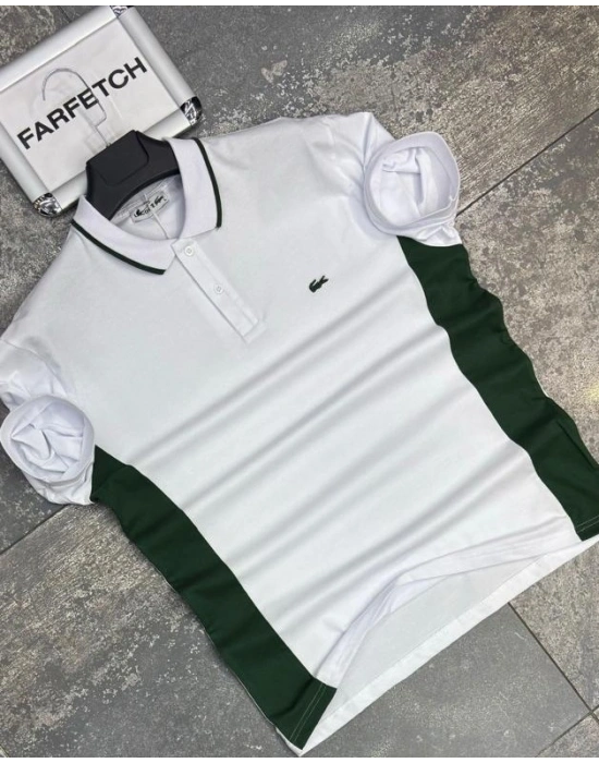 POLO YAKA LACOSTE BEYAZ