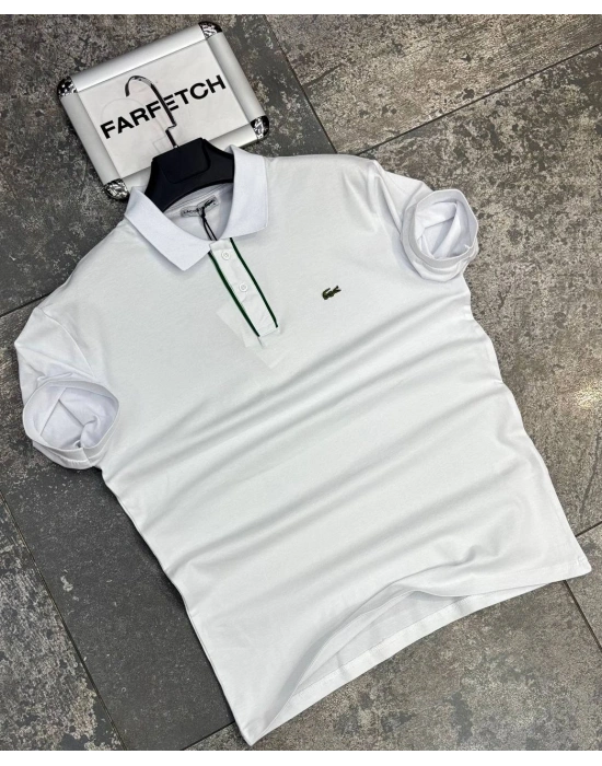 POLO YAKA LACOSTE BEYAZ