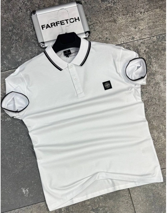 POLO YAKA STONE ISLAND BEYAZ
