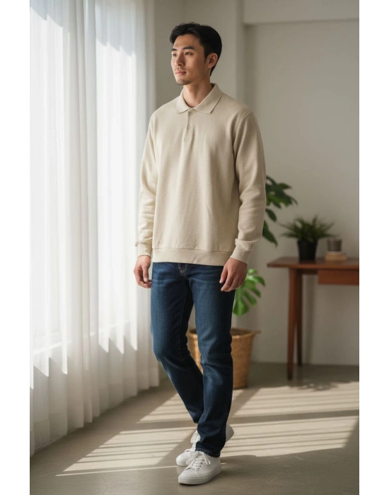 YAKALI TRİKO BEJ RENK