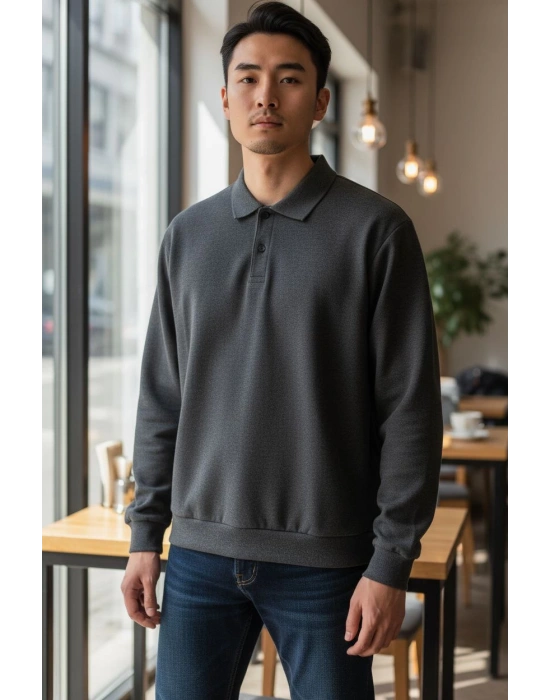 YAKALI TRİKO ANTRASİT RENK